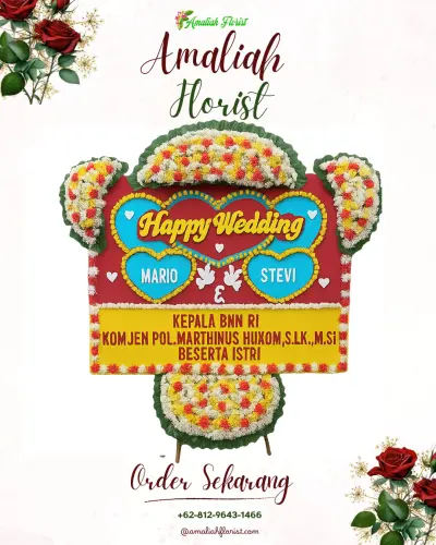 Karangan Papan Bunga Pernikahan di Kalidilem